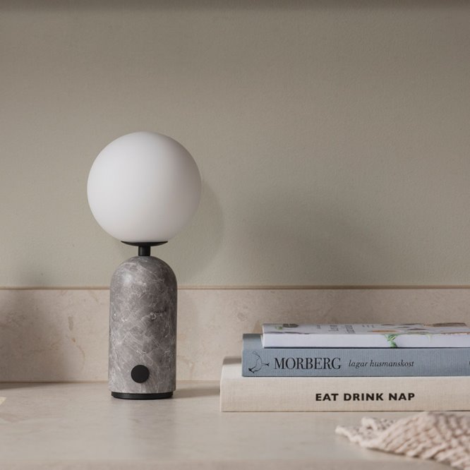 Marmurowa lampka stołowa przenośna szara Torrano